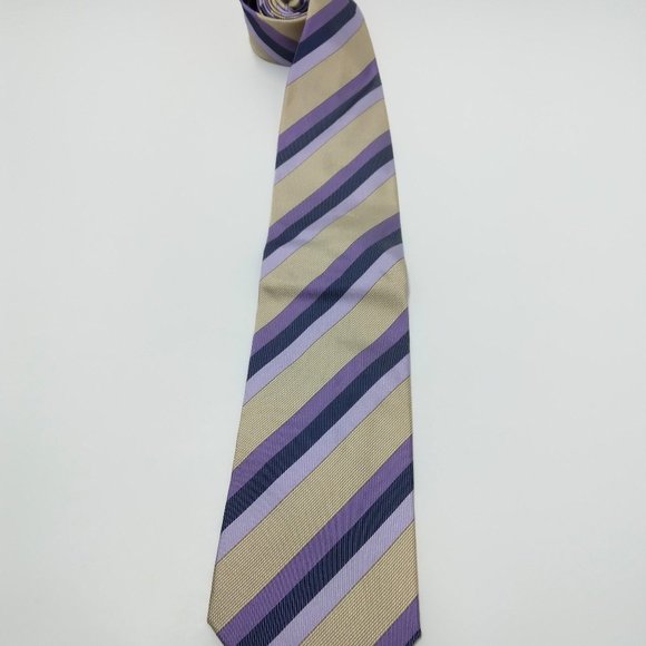 Palio Silk Neck Tie 58" L x 3.5" W Classic Purple & Tan Striped - Picture 1 of 9